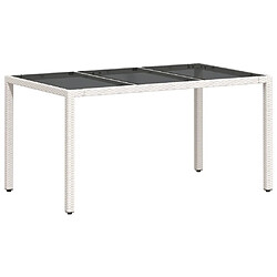 vidaXL Table de jardin avec dessus en verre blanc résine tressée