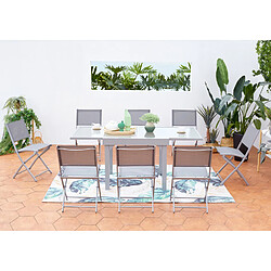 Avis Concept Usine Table de jardin extensible en alu 8 pers + 8 chaises MOLVINA