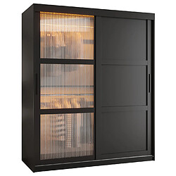 Abiks Meble Armoire Flutes 3 à Portes Coulissantes 200/150/62 2 Portes (noir)