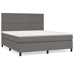 vidaXL Sommier à lattes de lit avec matelas Gris 160x200 cm Similicuir