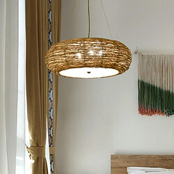 Plafonnier LED tissage en bambou pas cher