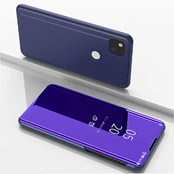 Coque en TPU + PU voir la surface du miroir de la fenêtre bleu foncé pour votre Google 4A