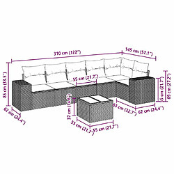 Avis vidaXL Salon de jardin avec coussins 7 pcs gris clair résine tressée