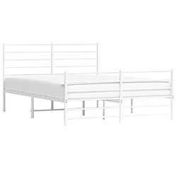 Acheter Maison Chic Lit adulte - Lit simple Cadre de lit métal avec tête de lit/pied de lit,Structure du lit Contemporain pour chambre blanc 140x190cm -MN27804