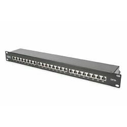 Digitus DN-91624S-EA-B baie de branchements 1U (CAT 6A, Klasse EA Patch Panel - DIGITUS CAT 6A Klasse EA Patch Panel,geschirmt,1HE, 24-Port RJ45inkl.Staubschutz,8P8C, schw. RAL 9005 483 mm (19) /482.6x44x109 mm)