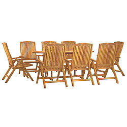 Avis Salle à dîner de jardin 9 pcs,Table et chaise à manger Bois de teck solide -MN48523