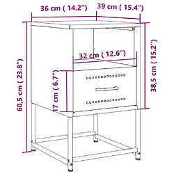 vidaXL Table de chevet noir 36x39x60,5 cm acier pas cher