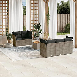 Maison Chic Salon de jardin 6 pcs avec coussins | Ensemble de Table et chaises | Mobilier d'Extérieur gris résine tressée -GKD78801