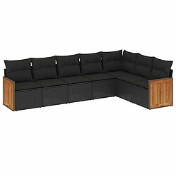 Maison Chic Ensemble Tables et chaises d'extérieur 7pcs avec coussins,Salon de jardin noir résine tressée -GKD422749