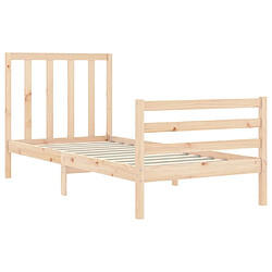 Maison Chic Lit adulte - Cadre de lit et tête de lit,Structure du lit Contemporain pour chambre 100x200 cm bois massif -MN44870 pas cher