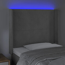 Acheter Maison Chic Tête de lit scandinave à LED,meuble de chambre Gris clair 103x16x118/128 cm Velours -MN69466