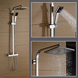 Auralum max Système de Douche Carré Colonne de Douche avec Mitigeur Colonne de Douche Thermostatique Design Unique Système de Douche, EU Modèle