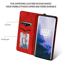 Wewoo Housse Coque Etui en cuir avec rabat horizontal magnétique Business Skin Feel pour OnePlus 7 Pro Rouge