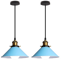 Stoex (2PCS) Lampe À Suspension Rétro Lustre Vintage Bleu Ø22CM Plafonnier Industriel Lampes Suspendues Modernes Pour Restaurant Loft Cuisine Café E27