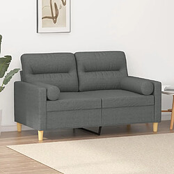 Maison Chic Canapé 2 places avec oreillers,Sofa de Salon,Canapé droit gris foncé 120 cm tissu -GKD142643