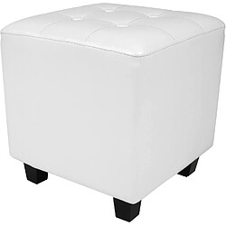 Acheter Helloshop26 Fauteuil chesterfield avec repose pied en synthétique avec éléments décoratifs en cuivre chaise cabriolet tabouret pouf meuble de salon blanc 01_0000101