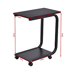 Avis Decoshop26 Table d'appoint avec 4 roues roulantes à 360° 2 tablettes de rangement 50x30x59cm noir 20_0001158