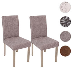 Mendler 2x chaise de séjour Littau ~ tissu gris, pieds: structure chêne