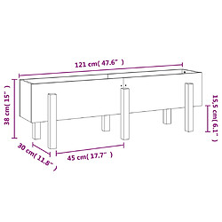 vidaXL Lit surélevé de jardin gris 121x30x38 cm bois de pin massif pas cher