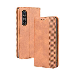 Etui en PU style vintage marron pour votre Oppo Find X2 Pro