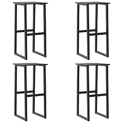 vidaXL Tabourets de bar lot de 4 noir acier enduit de poudre