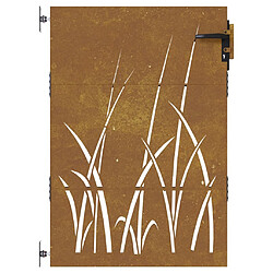 Avis vidaXL Portail de jardin 85x150 cm acier corten conception d'herbe