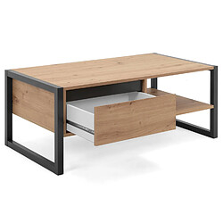 Decoshop26 Table basse avec tiroir et espace de rangement en bois MDF anthracite style industriel TABA06012