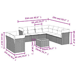 Avis Maison Chic Salon de jardin avec coussins 10 pcs | Ensemble de Table et chaises | Mobilier d'Extérieur beige résine tressée -GKD57352