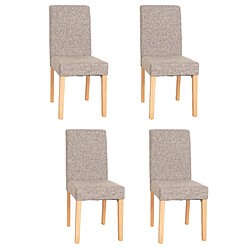 Mendler Lot de 4 chaises de séjour Littau ~ tissu gris, pieds clairs