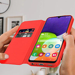 Avis Avizar Housse Samsung Galaxy A22 Portefeuille Fonction Support Vidéo rouge