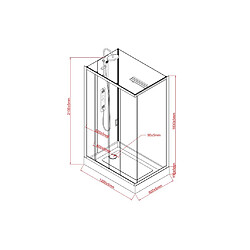 Vente-Unique Cabine de douche hydromassante rectangulaire avec bambou - Installation réversible - Noir mat - L120 x l80 x H225 cm - VITUNA pas cher