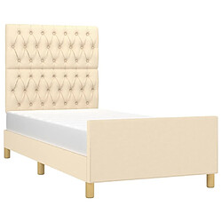 Avis Maison Chic Lit adulte - Cadre Structure de lit avec tête de lit Contemporain Crème 90x190 cm Tissu -MN22870