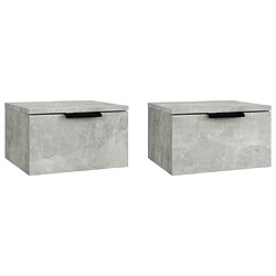 Maison Chic Lot de 2 Tables de Chevet murales - Tables de Nuit Gris béton 34x30x20 cm