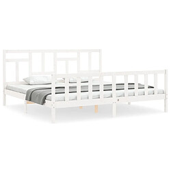 Maison Chic Lit adulte - Cadre Structure de lit avec tête de lit Contemporain blanc 200x200 cm bois massif -MN25089