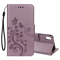 Wewoo Housse Étui à rabat horizontal avec motif papillon en relief fente pour carte, porte-monnaie & lanière iPhone XR Violet