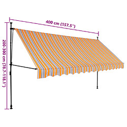 vidaXL Auvent manuel rétractable avec LED 400 cm Jaune et bleu pas cher