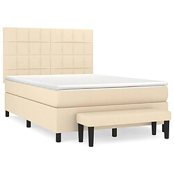 vidaXL Sommier à lattes de lit avec matelas Crème 140x190 cm Tissu