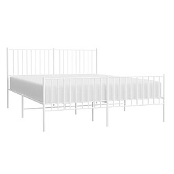 Avis Maison Chic Lit adulte - Lit simple Cadre de lit métal avec tête de lit/pied de lit,Structure du lit Contemporain pour chambre blanc 150x200cm -MN22449