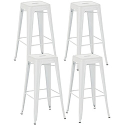 Decoshop26 Lot de 4 tabourets de bar style industriel avec repose-pieds en métal blanc 10_0001073