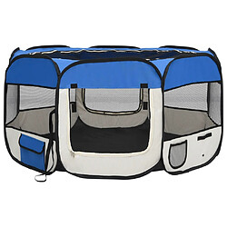 Helloshop26 Parc pliable pour chien avec sac de transport 125 x 125 x 61 cm bleu 02_0001725