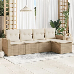 Maison Chic Salon de jardin avec coussins 5 pcs | Ensemble de Table et chaises | Mobilier d'Extérieur beige résine tressée -GKD47901