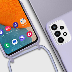 Avizar Coque Cordon pour Galaxy A23 5G et M23 5G Semi-rigide Lanière Tour du Cou violet pas cher