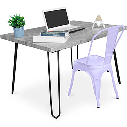 ICONIK INTERIOR Table de bureau Hairpin Gris 120x90 + Chaise Stylix Lavande