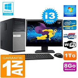 PC Tour DELL 7010 Core I3-2120 Ram 8Go Disque 1 To Wifi W7 Ecran 19" - Occasion