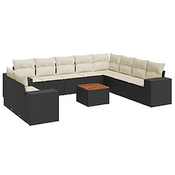 Maison Chic Salon de jardin 11 pcs avec coussins | Ensemble de Table et chaises | Mobilier d'Extérieur noir résine tressée -GKD24432