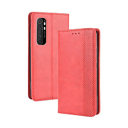 Etui en PU auto-absorbé rétro rouge pour votre Xiaomi Mi Note 10 Lite