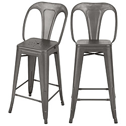 Rendez Vous Deco Chaise de bar mi-hauteur Indus gris acier 67 cm (lot de 2)