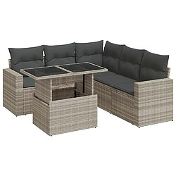 vidaXL Salon de jardin 6 pcs avec coussins gris clair résine tressée