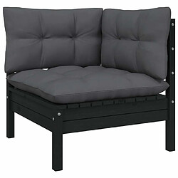 Maison Chic Salon de jardin 10 pcs + coussins - Mobilier/Meubles de jardin - Table et chaises d'extérieur Noir Bois de pin solide -MN51463 pas cher