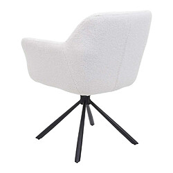 Decoshop26 Lot de 2 chaises de salle à manger avec accoudoirs siège pivotant en tissu bouclé blanc 04_0007364 pas cher